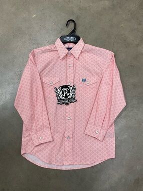 Panhandle Slim Melon Western Button-Down Shirt with Subtle Pattern